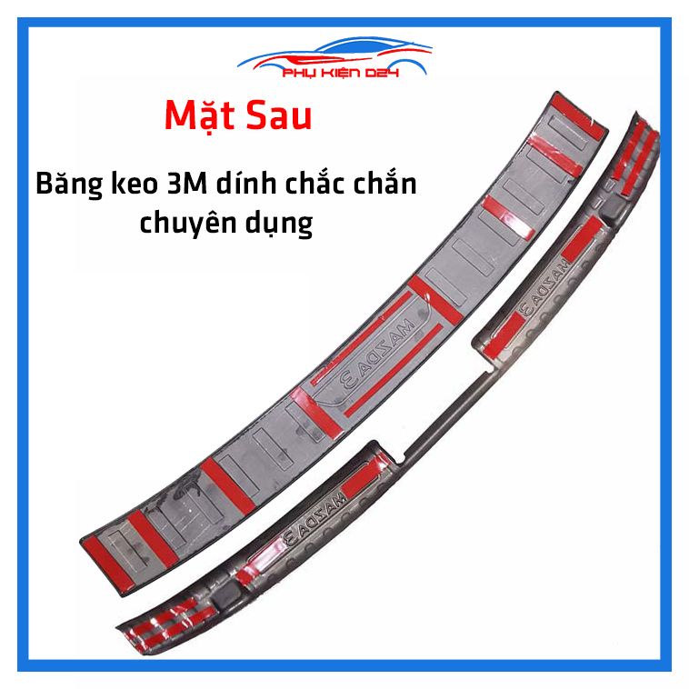 Ốp chống trầy cốp Mazda 3 2020-2021-2022 thép không gỉ vân Cacbon bảo vệ xe chống va đập