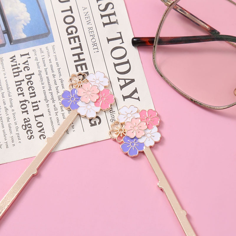1 Thẻ Đánh Dấu Sách Bằng Hợp Kim Hình Hoa Anh Đào Hoạt Hình Sáng Tạo