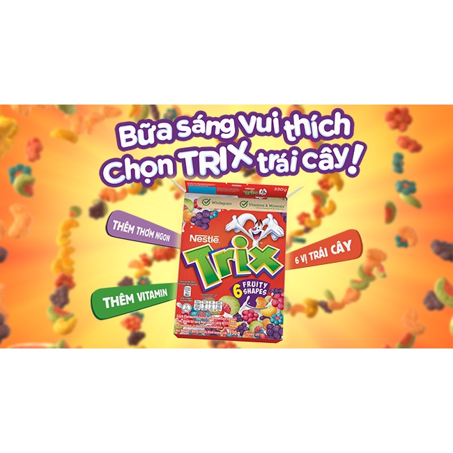 Bánh / Ngũ Cốc Ăn Sáng Nestlé Trix (6 vị trái cây) - Hộp 330g - Ngũ Cốc Trẻ Em Giàu Dinh Dưỡng, Thơm Ngon