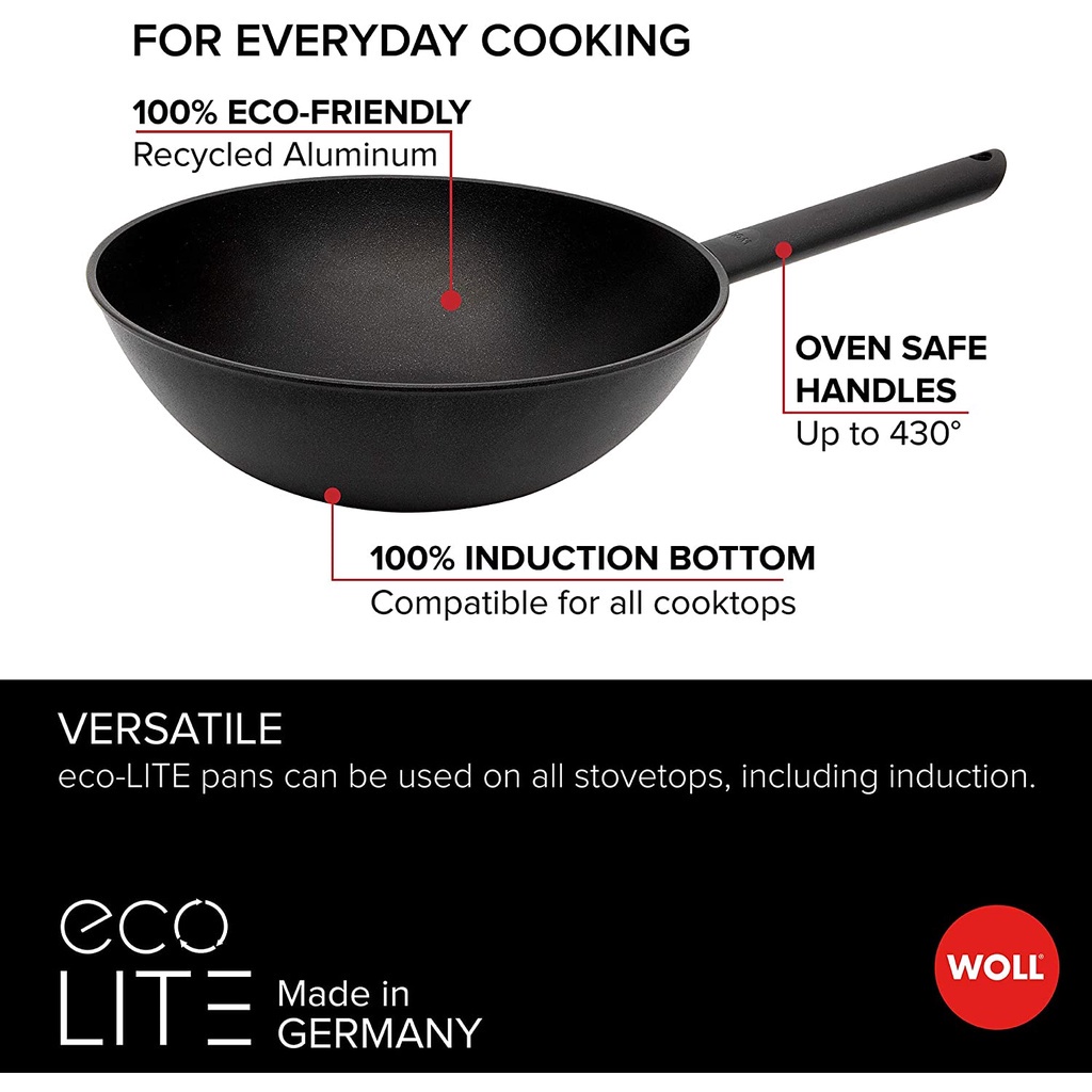 Chảo sâu lòng Woll Eco Lite Wok and stir fry pan size 30cm [HÀNG NỘI ĐỊA ĐỨC]