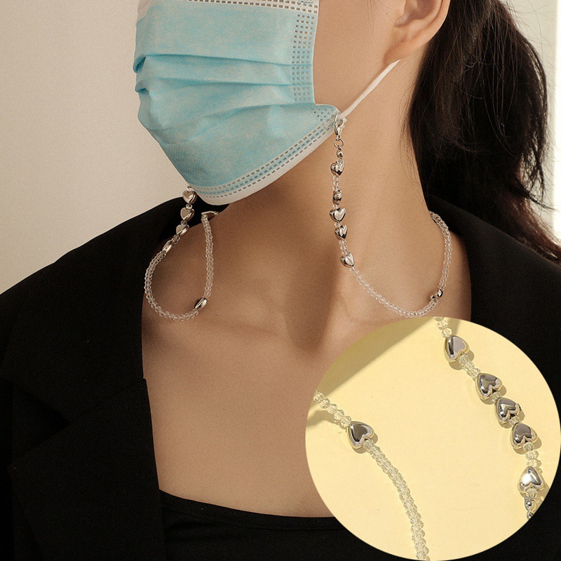Dây xích vòng cổ chuỗi hạt ngọc trai thời trang dùng gắn khẩu trang mắt kính tránh rơi mất