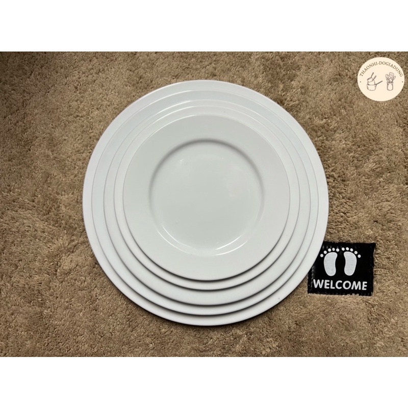 Đĩa sứ tròn trắng 6,7,8,9,10 Long Hầu LOHACO