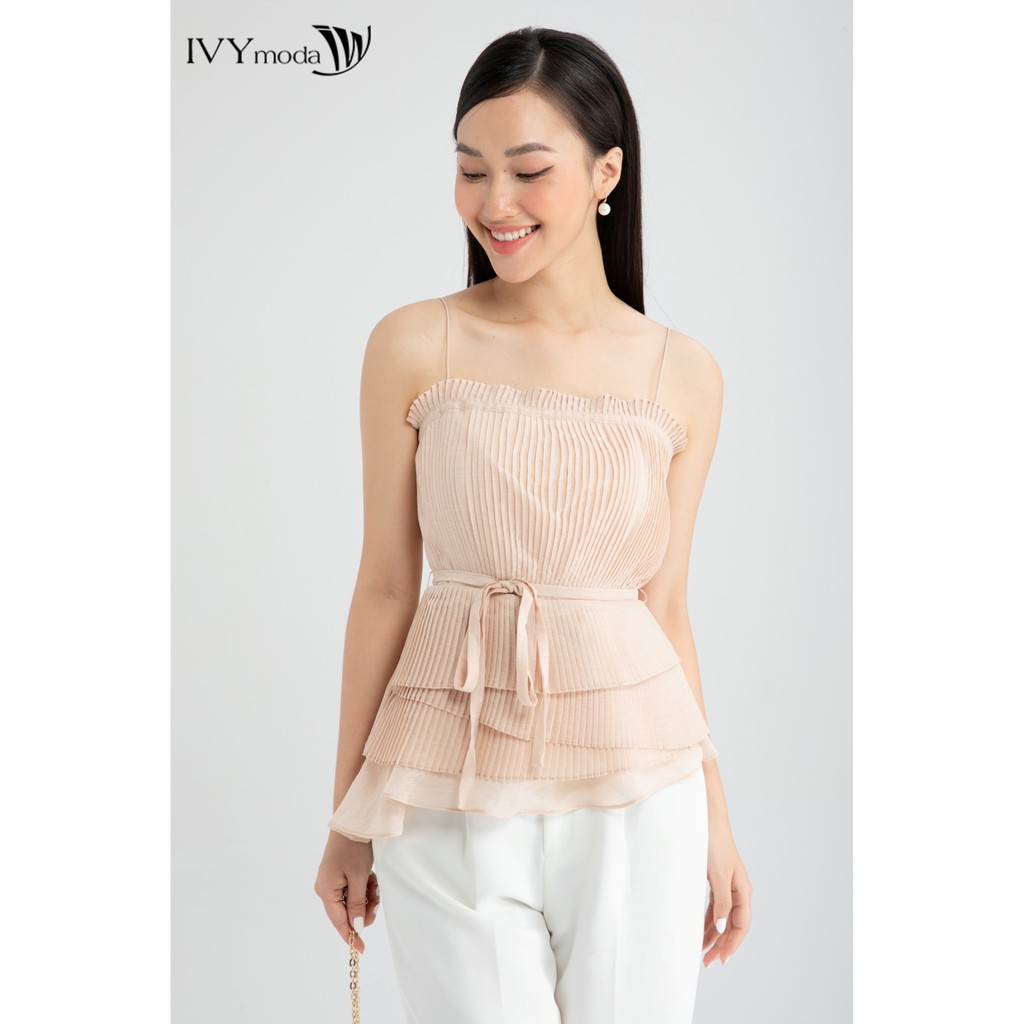 [NHẬP WABRTL5 GIẢM 10% TỐI ĐA 50K ĐH 250K ]Áo 2 dây xếp ly dáng peplum thiết kế IVY moda MS 12B8582