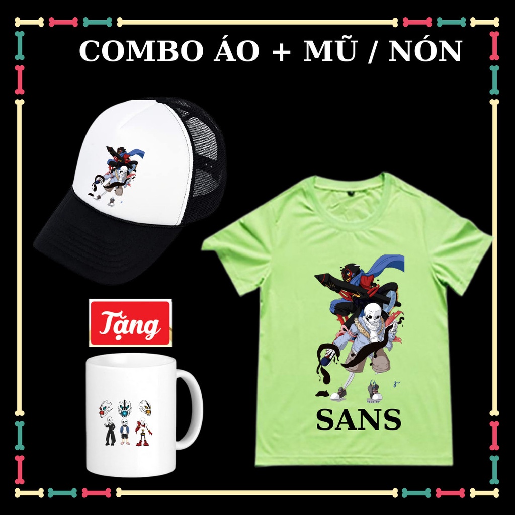 COMBO ÁO MŨ SANS UNDERTALE SIÊU NGẦU CHO BÉ TRAI ÁO BIỆT ĐỘI GANGSTER TẶNG LY SỨ SANS FAMILY