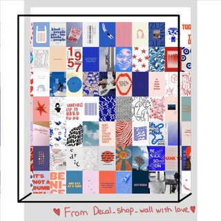 Wall Collage dán tường trang trí decor phòng ngủ - theme Blue Quotes