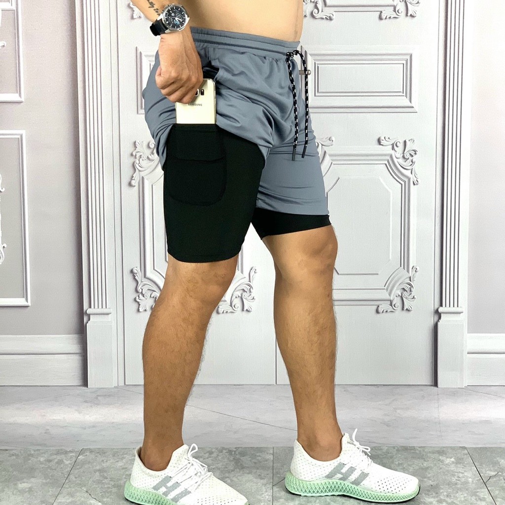 Quần short tập gym 2 lớp