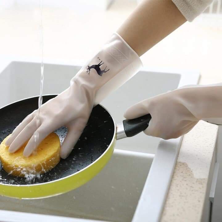 Găng tay huơu ngắn Silicon siêu dai, Găng tay rửa bát nhà bếp cao cấp tiện dụng