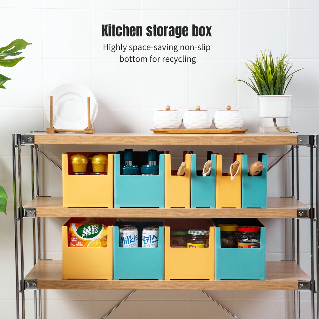 Jujiajia ins Hộp Đựng Đồ Dùng Nhà Bếp Tiết Kiệm Không Gian Góc Phải Bằng PP Dày Dặn Có Thể Xếp Chồng Được Thiết Kế Góc Phả