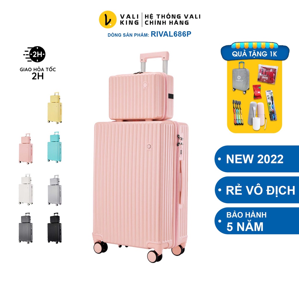 Vali kéo du lịch RIVAL686P nhựa ABS bền bỉ, đồng màu phụ kiện, màu sắc mới, thiết kế mới - Valiking