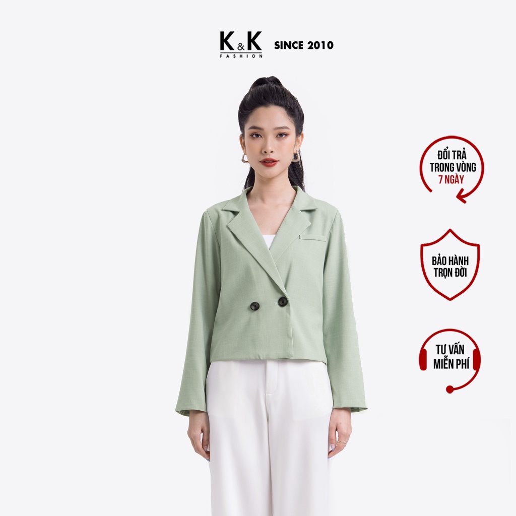 Áo Blazer Ngắn Tay Dài K&amp;K Fashion AK10-34 Đơn Sắc Chất Liệu Pho Sớ Gân