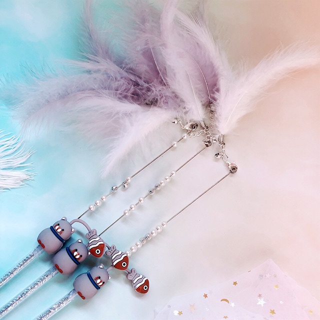 Cần Câu Mèo Màu Pastel Phối Lông Vũ Cao cấp