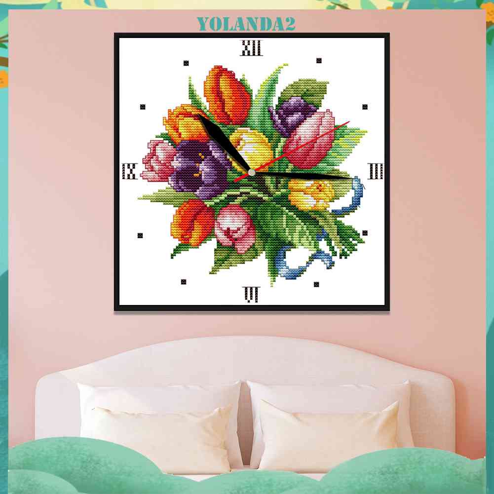 Tranh Thêu Chữ Thập Họa Tiết Đồng Hồ 14CT