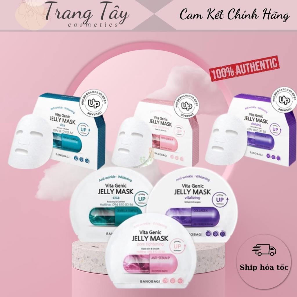 MẶT NẠ BANOBAGI VITA GENIC JELLY MASK CICA mẫu mới 1 hộp 10 miếng