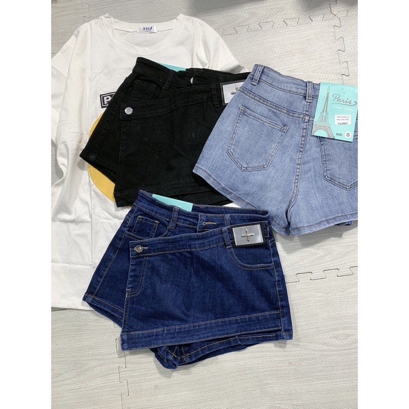 chân váy quần jeans , short rút dây jean nữ lưng siêu cao, co giãn tốt ( hình thật kèm video)