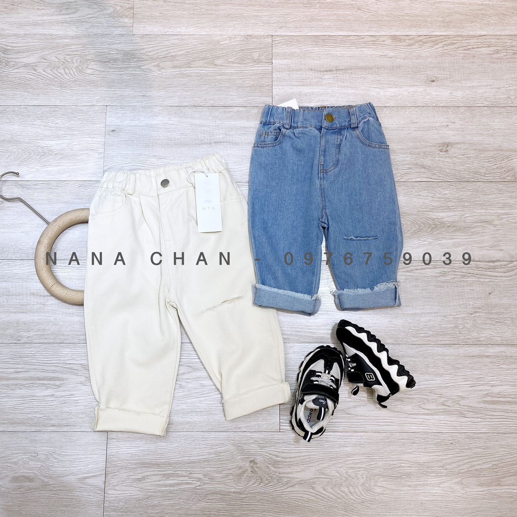 [Q017] Quần jean baggy rách gối  1 bên sz 80-130