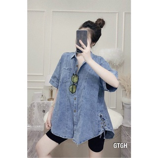 Sơ mi jean bigsize vạt bầu ms219