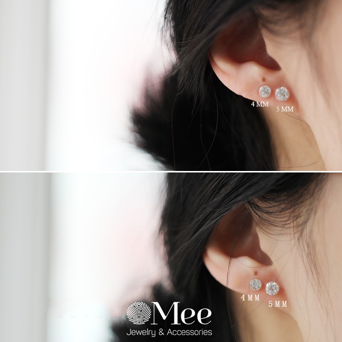 khuyên tai bạc Mee nữ cá tính, khuyên tai tròn cao cấp - Meejewelry - E6631