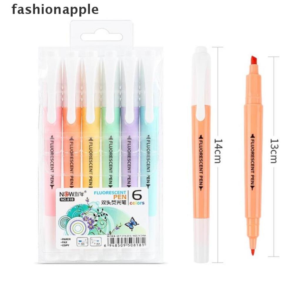 Set 6 bút dạ quang hai đầu đánh dấu nổi bật tiện dụng cho học sinh