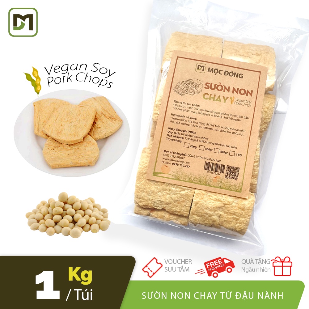 1KG Sườn Non chay cao cấp từ hạt đậu nành không biến đổi gen an toàn cho sức khỏe