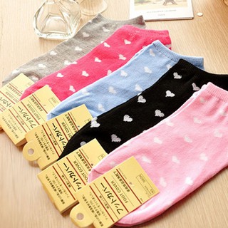 Đôi vớ cotton in họa tiết trái tim co giãn tốt