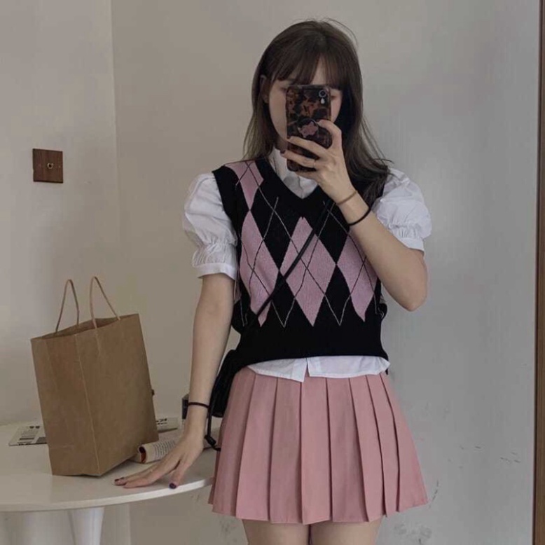 Áo Gile Nữ Chất Liệu Len Hàn Mềm Mại, Áo Len GIle Thêu Họa Tiết Hình Trám Cá Tính Năng Động Trẻ Trung | BigBuy360 - bigbuy360.vn