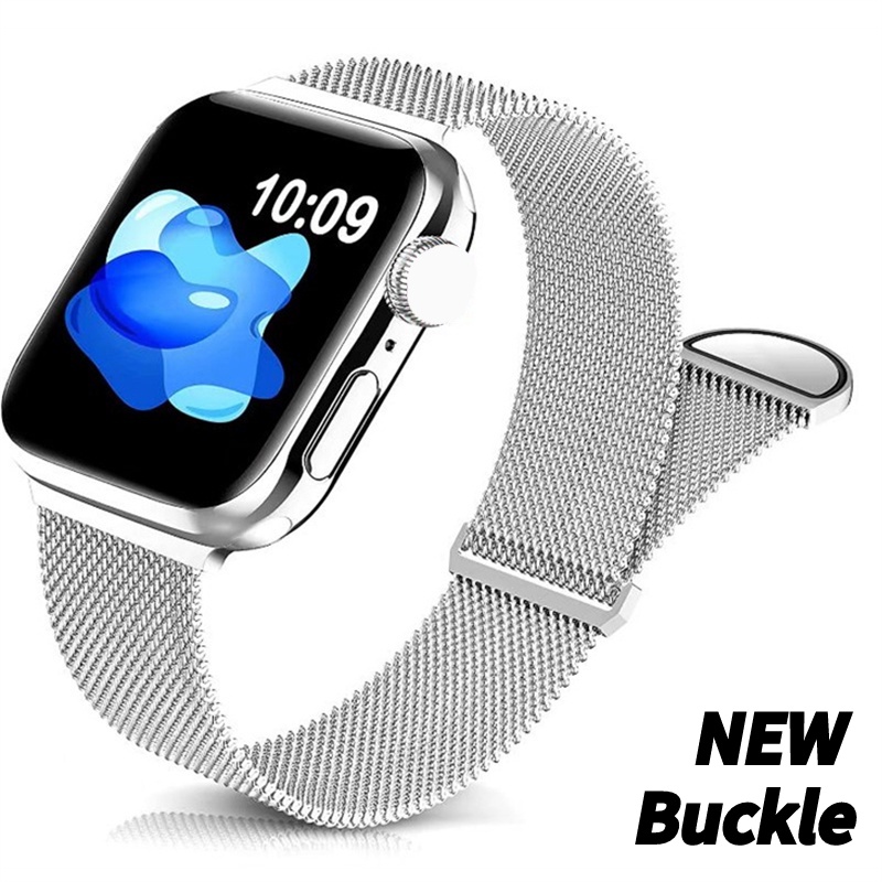 Dây Đeo Đồng Hồ Bằng Kim Loại Dạng Lưới Khóa Nam Châm Cho Apple watch series 7 1 2 3 4 5 6 se 6 40mm 44mm 45mm 41mm