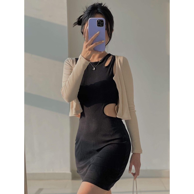 Đầm thun khoét eo - D180