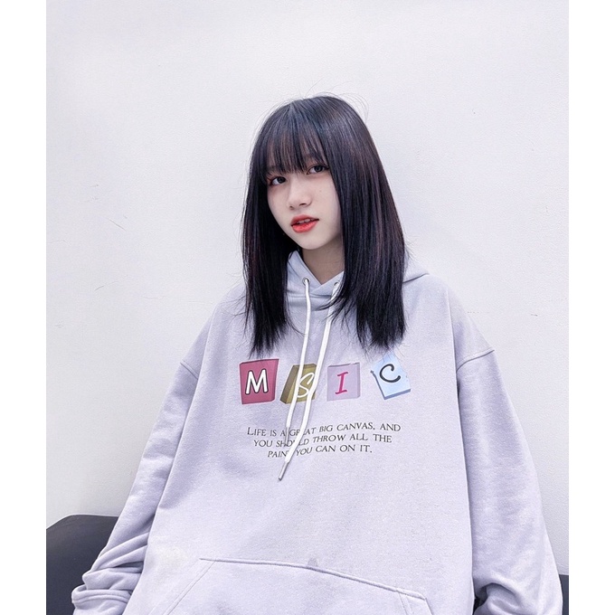 Áo Hoodie Canva Xám ánh tím ( Màu xem video )