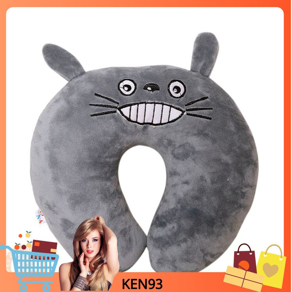 [ken93] ( Rẻ nhất shopee) Gối chữ U , Mèo xám đáng yêu