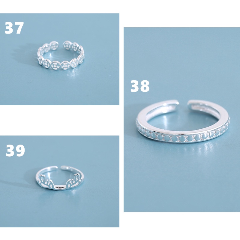 Nhẫn mạ bạc thiết kế hở mặt hình hoa phong cách Hàn Quốc có thể điều chỉnh cho nữ