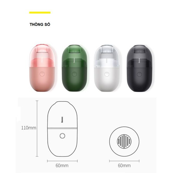 Máy Hút Bụi Mini Baseus C2, máy hút bụi cầm tay | BigBuy360 - bigbuy360.vn