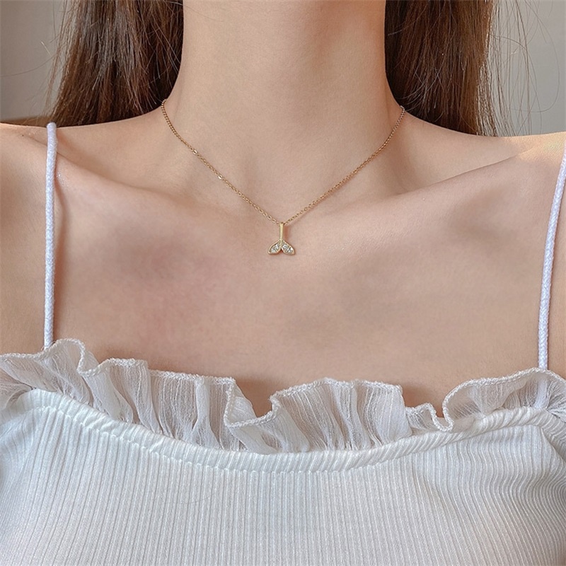 Dây chuyền thép titan mặt đuôi nàng tiên cá đơn giản thời trang mới