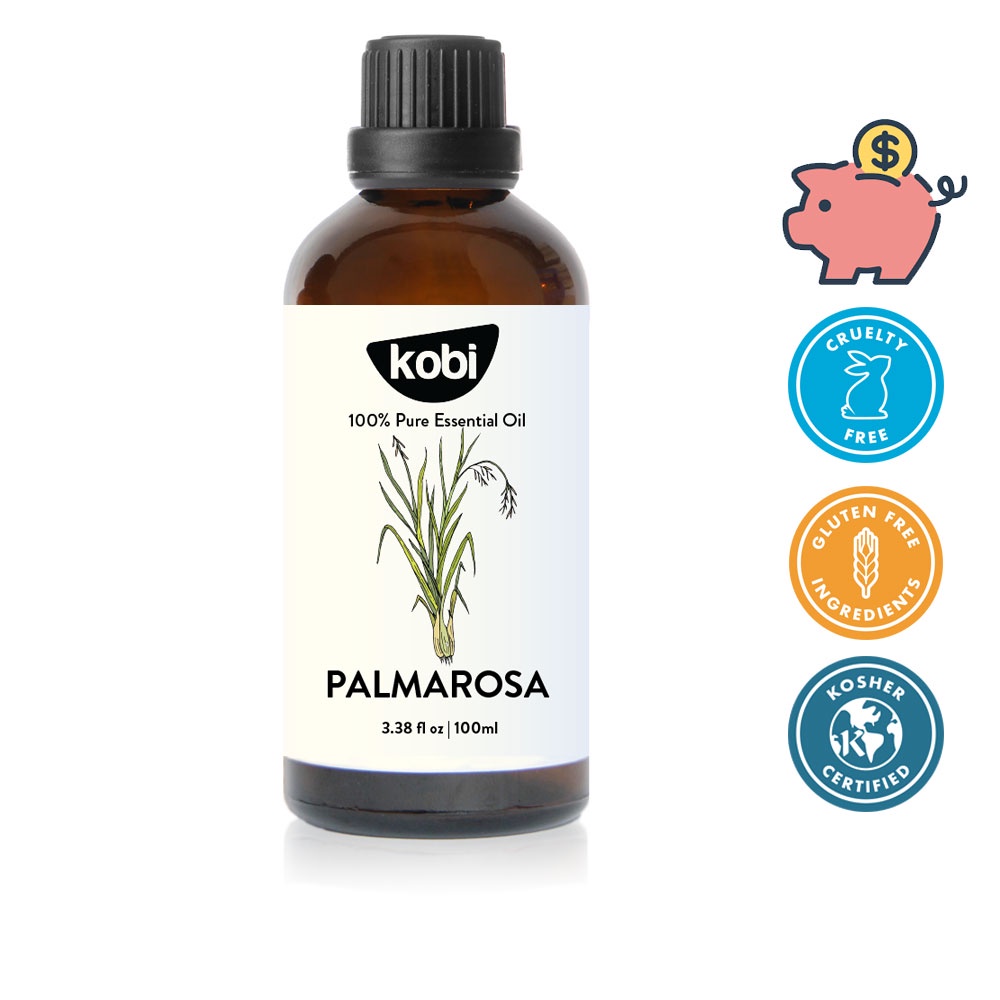 Tinh dầu Sả hoa hồng Kobi Palmarosa essential oil giúp đuổi muỗi, khử mùi, làm thơm phòng - 100ml