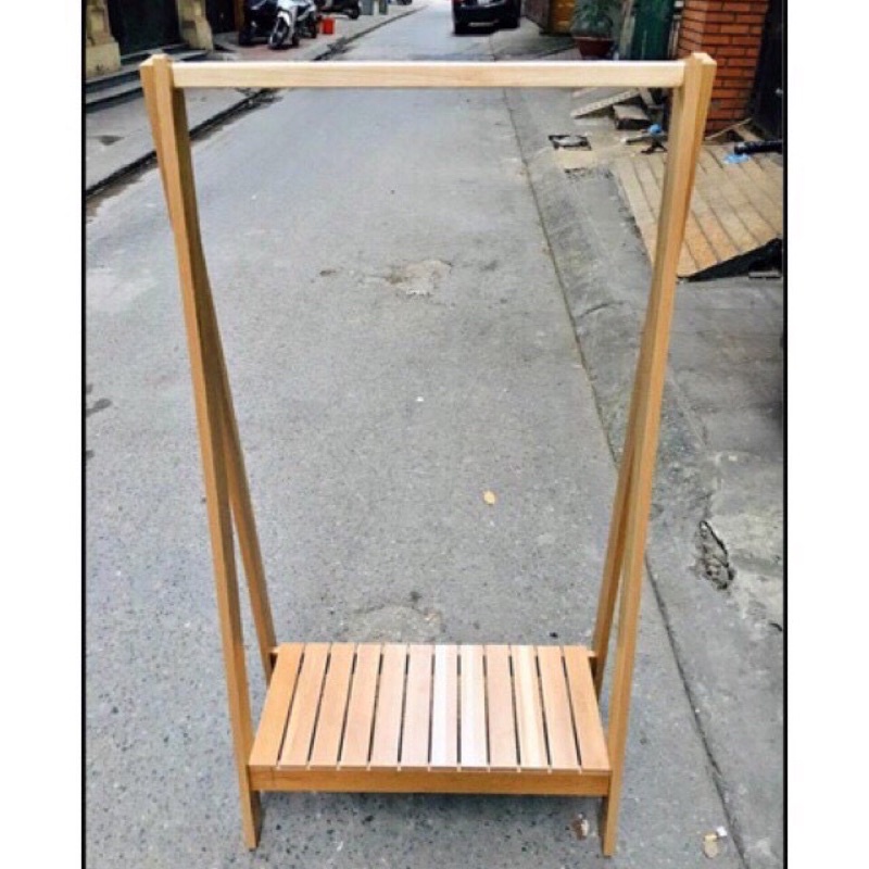 Giá treo quần áo, kệ để đồ chữ A 1 tầng bằng gỗ kích thước 140x75cm