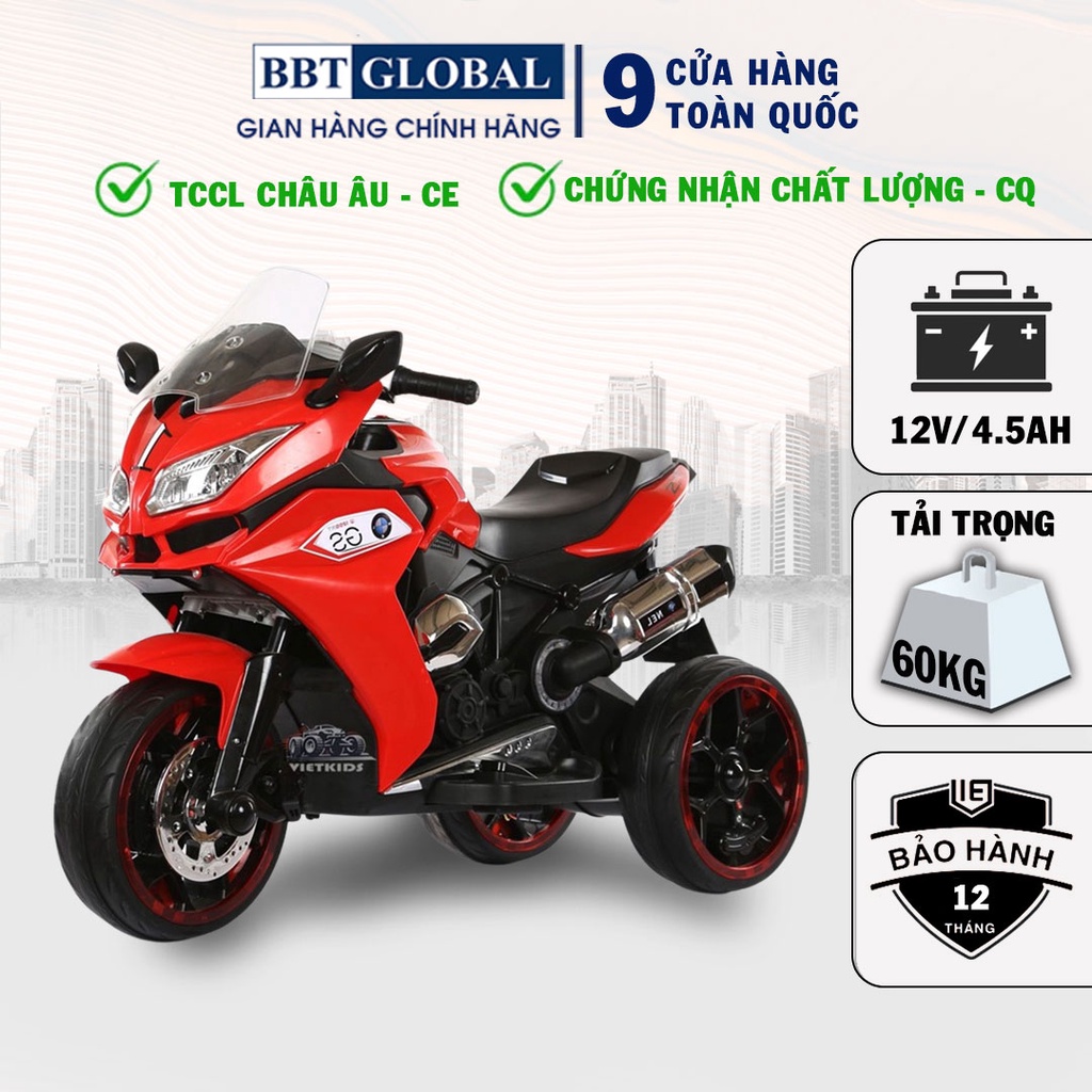 Xe máy điện trẻ em B-M-W 2 động cơ 3 màu BBT Global BBT-1200