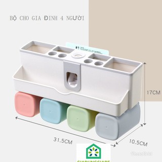 Bộ Nhả Kem Đánh Răng Tự Động Lúa Mạch 4 Cốc