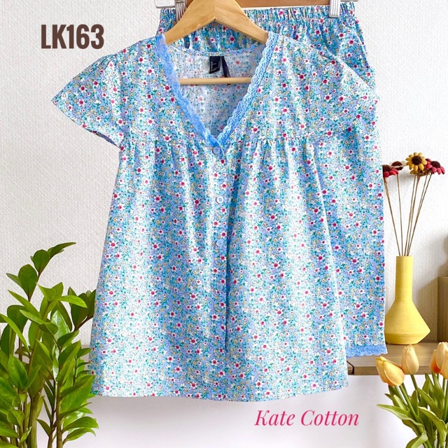 Đồ Bộ Nữ Mặc Nhà LUCKY Lửng Cổ Tim Xinh Xắn Vải Mềm Mát