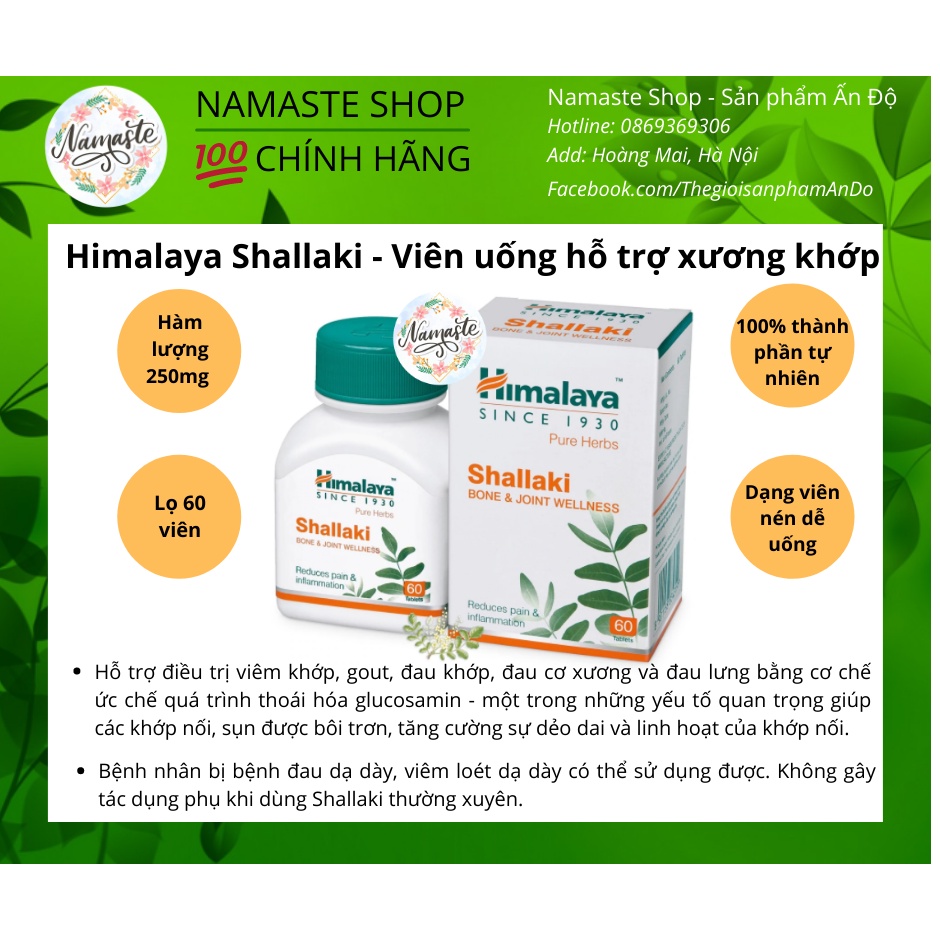 Himalaya Shallaki -  Viên uống hỗ trợ viêm khớp, đau khớp, đau cơ