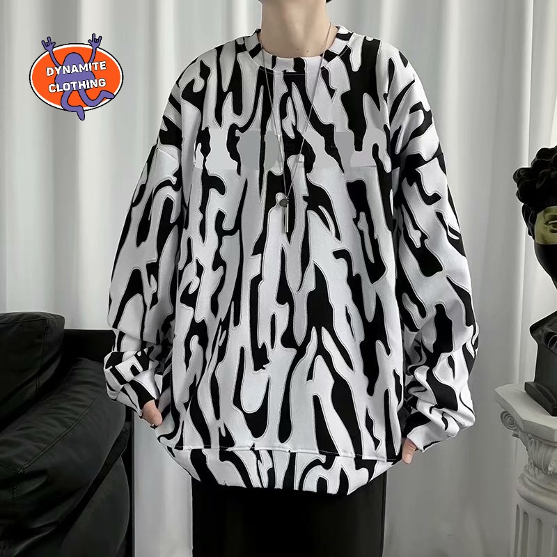 Áo Sweater Cổ Tròn In Họa Tiết Ngựa Vằn Cá Tính Thời Trang Cho Nam Size M-2XL