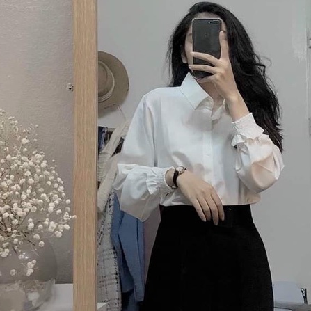 Áo sơ mi trắng nữ dài tay LOZADO chất vải cao cấp mềm mát - Mã A615