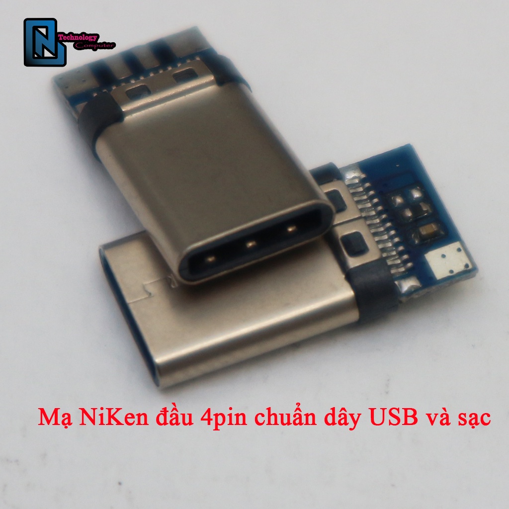 TYPE C Mạ Vàng Mạ Niken Đầu Đực Có Vỏ Bọc Cố Định Che Mạch Chuẩn 4 Pin Cho Dữ Liệu Và Sạc