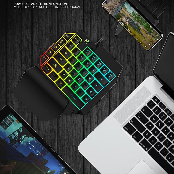 COMBO Bàn phím và CHUỘT bán cơ một tay FREE WOLF K15 với 28 phím Chơi game trên điện thoại,Laptop,máy tính bảng