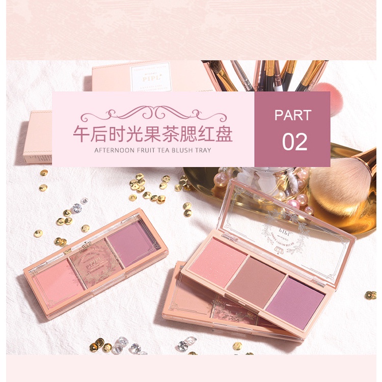 Bảng phấn má hồng 3 màu sắc tự nhiên lâu trôi