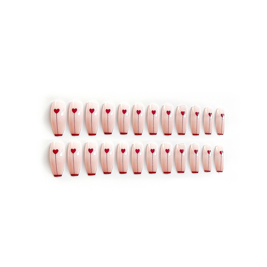 bộ 24 móng tay giả dài hồng trái tim  sang chảnh Jojo Y17 móng giả nailbox thiết kế rẻ đẹp thời trang kute lafm tại nhà