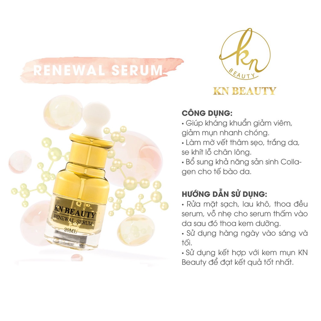 Bộ 4 sản phẩm Trắng Da Ngừa Mụn KN Beauty Kem dưỡng+Serum+Tẩy tế bào chết+ Sữa rửa mặt tặng kem ủ body KN Beauty