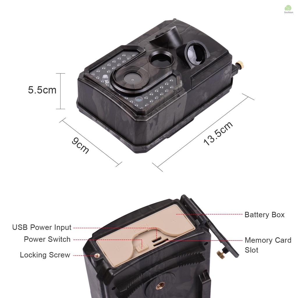 Camera hành trình Andoer Wildlife FHD 1080P 120 góc rộng 0.8s IP54 32GB có chế độ nhìn ban đêm chống thấm nước với giao diện 1/4
 | BigBuy360 - bigbuy360.vn