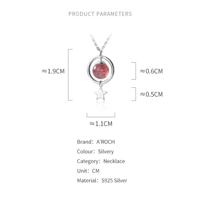 Dây chuyền bạc Ý s925 ngôi sao 5 cánh nhỏ tươi gắn đá dâu tây màu hồng D4233 - AROCH Jewelry