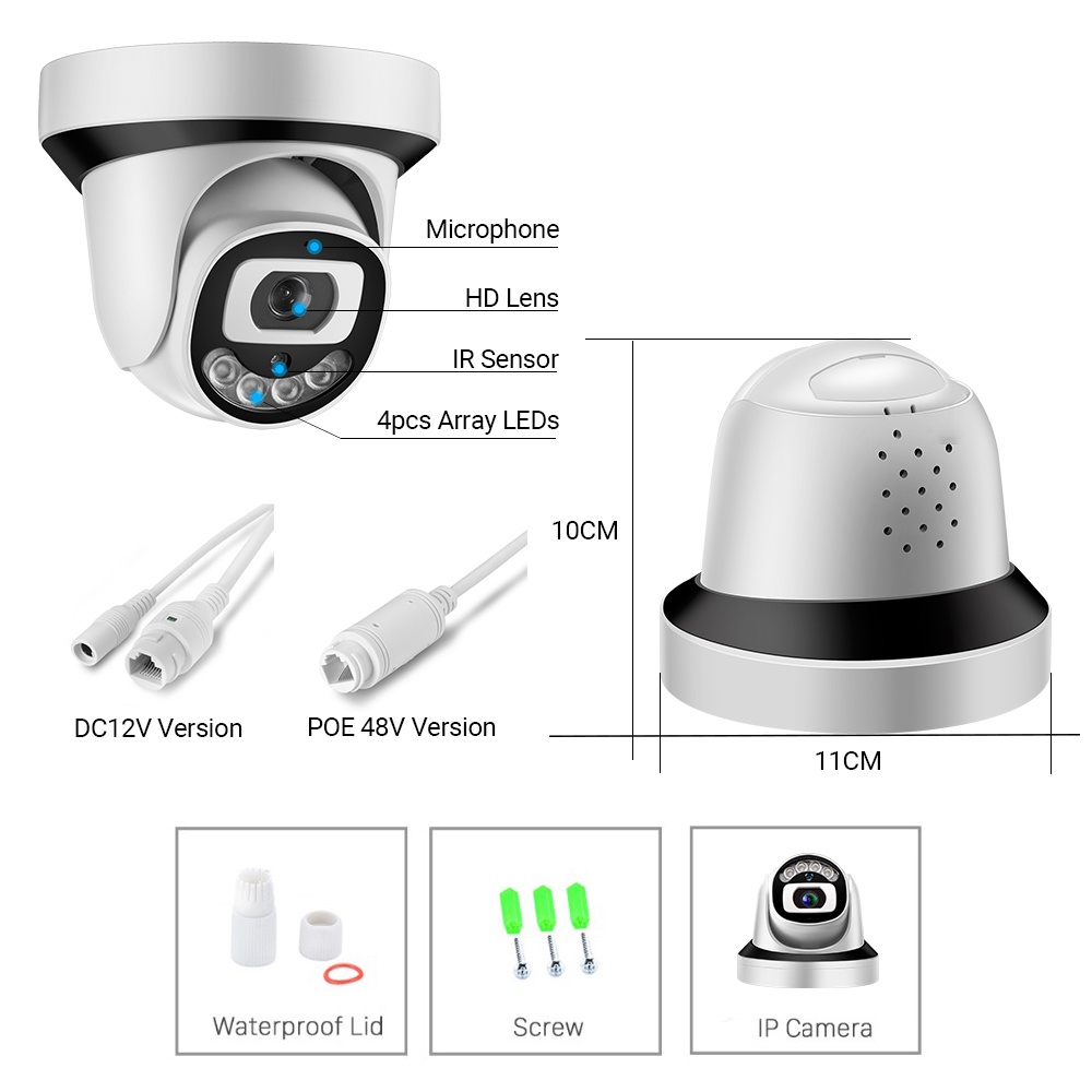 Máy quay an ninh IP HAMROL 4K Ultra HD 8MP IP Po H.265 Onvif Audio CCTV 4 màu sắc tiện lợi