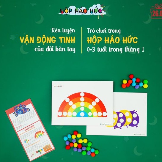 Set đồ chơi CHẤM TRÒN XOE cho bé 0-3 tuổi - Vui học phân loại màu sắc và số đếm Hộp Háo Hức