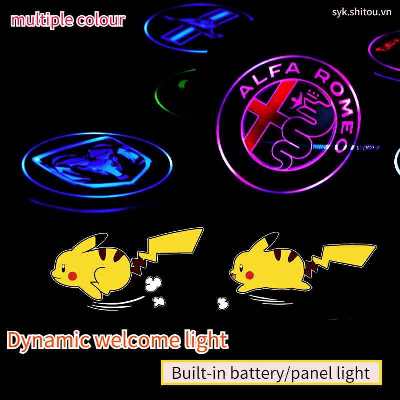 【Sáng đầy màu sắc】Pikachu Đèn Logo Cửa Xe Hơi đèn led logo gắn cửa xe ô tô thương Đèn Led chiếu cửa họa cho xe hơi ( 1 Đèn ) Đèn chiếu laser không dây gắn cửa xe hơi hình phim hoạt hình năng động hello kitty xinh xắn COD